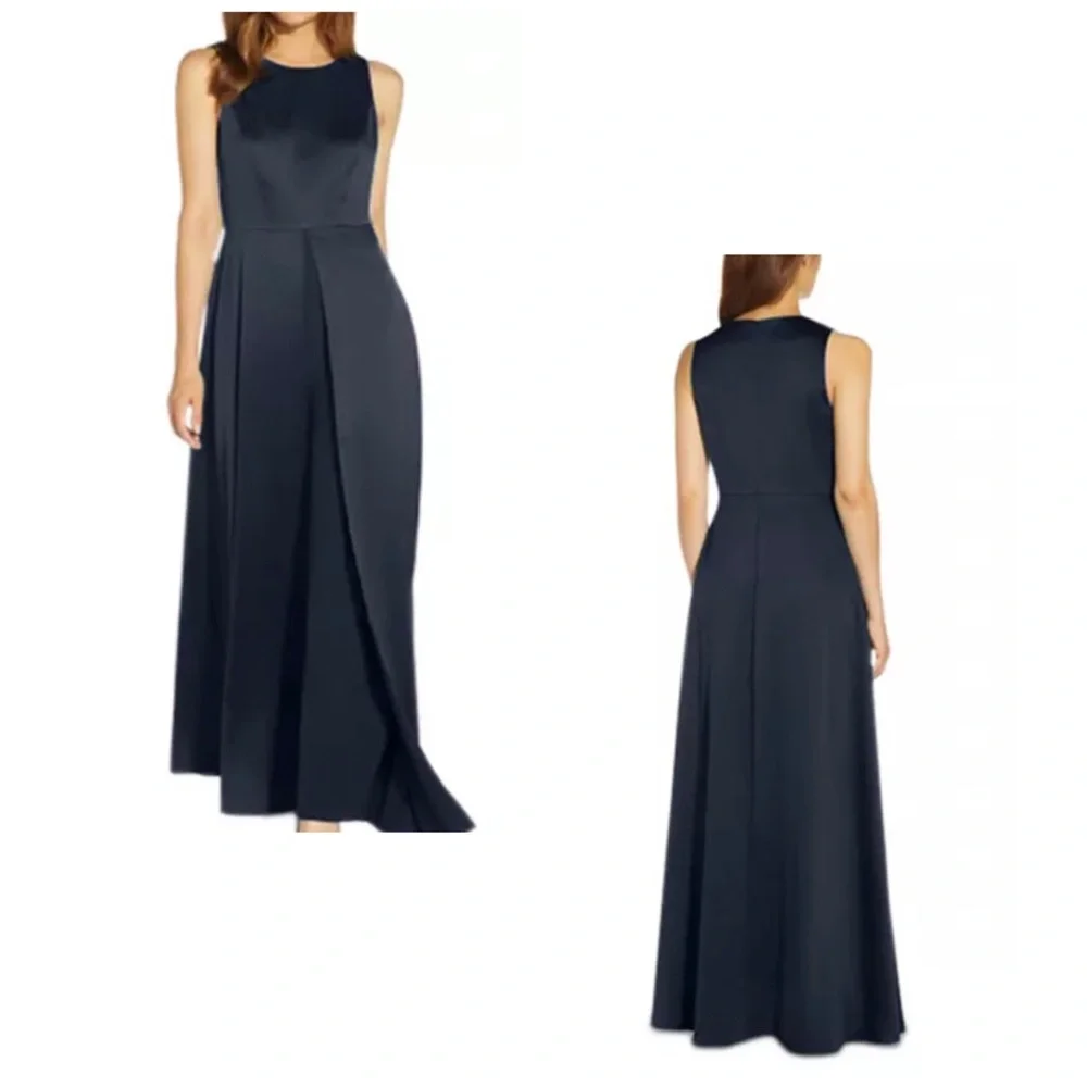 NWT Adrianna Papell Satin Crepe Jumpsuit Size 10 - Picture 2 of 7